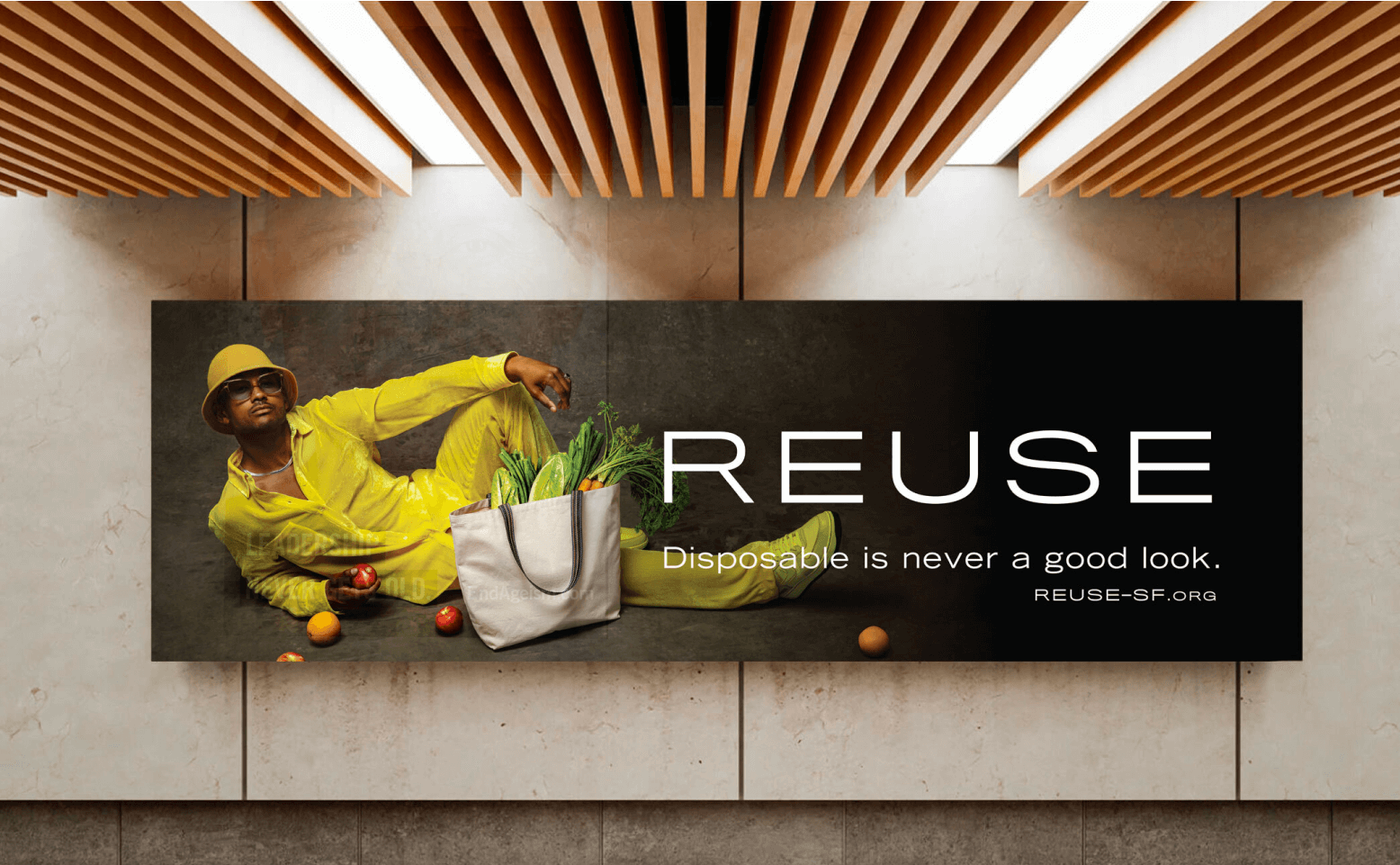 A billboard with the word Reuse on it.